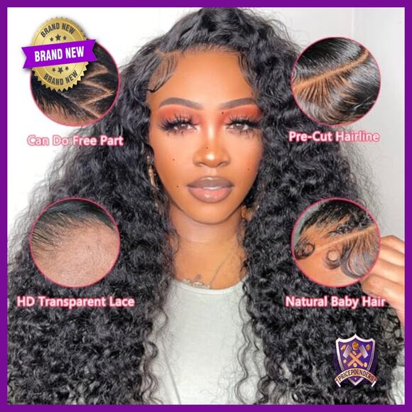 24 Inch Human Hair Wig 180 Density Glueless Lace Front Water Wave main image 6